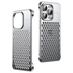 Handyhülle Hülle Luxus Aluminium Metall Tasche QC1 für Apple iPhone 13 Pro Max Silber