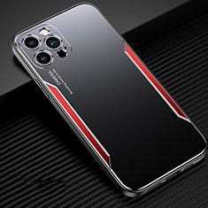 Handyhülle Hülle Luxus Aluminium Metall Tasche T01 für Apple iPhone 12 Pro Rot