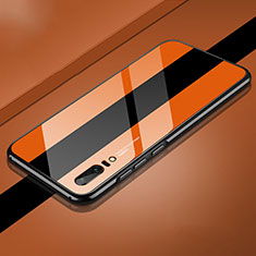 Handyhülle Hülle Luxus Aluminium Metall Tasche T01 für Huawei P20 Orange