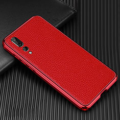 Handyhülle Hülle Luxus Aluminium Metall Tasche T01 für Huawei P20 Pro Rot