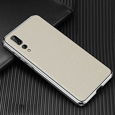 Handyhülle Hülle Luxus Aluminium Metall Tasche T01 für Huawei P20 Pro Weiß