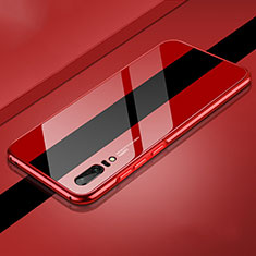 Handyhülle Hülle Luxus Aluminium Metall Tasche T01 für Huawei P20 Rot