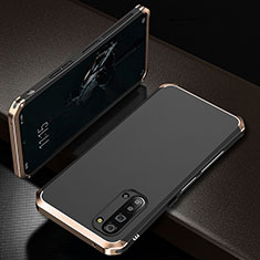 Handyhülle Hülle Luxus Aluminium Metall Tasche T01 für Oppo A91 Gold und Schwarz