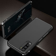 Handyhülle Hülle Luxus Aluminium Metall Tasche T01 für Oppo K7 5G Schwarz