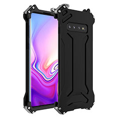 Handyhülle Hülle Luxus Aluminium Metall Tasche T01 für Samsung Galaxy S10 5G Schwarz