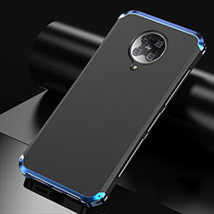 Handyhülle Hülle Luxus Aluminium Metall Tasche T01 für Xiaomi Poco F2 Pro Blau und Schwarz