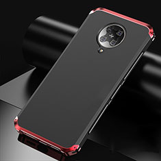 Handyhülle Hülle Luxus Aluminium Metall Tasche T01 für Xiaomi Poco F2 Pro Rot und Schwarz