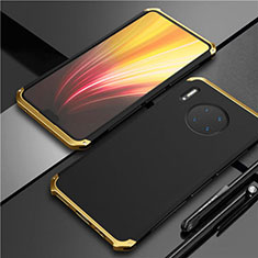 Handyhülle Hülle Luxus Aluminium Metall Tasche T02 für Huawei Mate 30 5G Gold und Schwarz