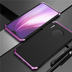 Handyhülle Hülle Luxus Aluminium Metall Tasche T02 für Huawei Mate 30E Pro 5G Violett und Schwarz