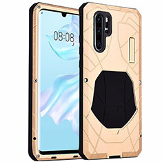 Handyhülle Hülle Luxus Aluminium Metall Tasche T02 für Huawei P30 Pro Gold