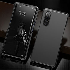 Handyhülle Hülle Luxus Aluminium Metall Tasche T02 für Oppo Reno3 Pro Schwarz