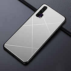 Handyhülle Hülle Luxus Aluminium Metall Tasche T03 für Huawei Honor 20 Pro Silber