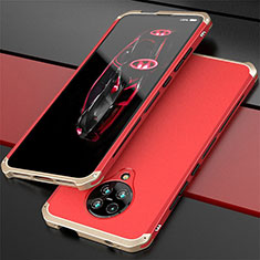 Handyhülle Hülle Luxus Aluminium Metall Tasche T03 für Xiaomi Redmi K30 Pro 5G Gold und Rot