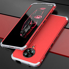 Handyhülle Hülle Luxus Aluminium Metall Tasche T03 für Xiaomi Redmi K30 Pro 5G Silber und Rot