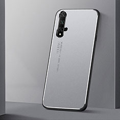Handyhülle Hülle Luxus Aluminium Metall Tasche T04 für Huawei Honor 20S Silber