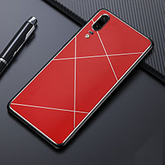 Handyhülle Hülle Luxus Aluminium Metall Tasche T04 für Huawei P20 Rot