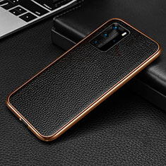 Handyhülle Hülle Luxus Aluminium Metall Tasche T04 für Huawei P40 Pro Gold und Schwarz