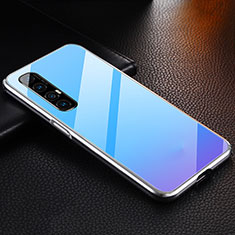 Handyhülle Hülle Luxus Aluminium Metall Tasche T04 für Oppo Reno3 Pro Hellblau