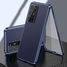 Handyhülle Hülle Luxus Aluminium Metall und Leder Tasche 360 Grad Ganzkörper für Vivo X70 Pro+ Plus 5G Grün