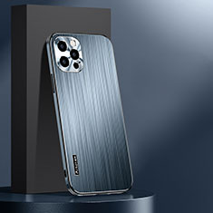 Handyhülle Hülle Luxus Aluminium Metall und Silikon Rahmen Tasche AT1 für Apple iPhone 13 Pro Hellblau