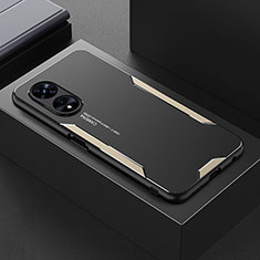 Handyhülle Hülle Luxus Aluminium Metall und Silikon Rahmen Tasche für Oppo A1x 5G Gold