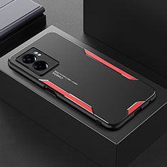 Handyhülle Hülle Luxus Aluminium Metall und Silikon Rahmen Tasche für Oppo A57e Rot