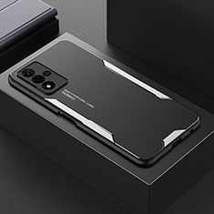 Handyhülle Hülle Luxus Aluminium Metall und Silikon Rahmen Tasche für Oppo A93s 5G Silber