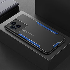 Handyhülle Hülle Luxus Aluminium Metall und Silikon Rahmen Tasche für Oppo Find X3 Pro 5G Blau