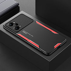 Handyhülle Hülle Luxus Aluminium Metall und Silikon Rahmen Tasche für Oppo K10 Pro 5G Rot