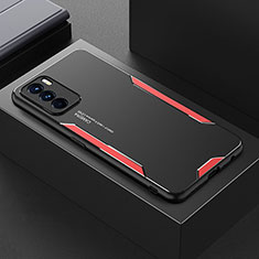 Handyhülle Hülle Luxus Aluminium Metall und Silikon Rahmen Tasche für Oppo K9 Pro 5G Rot