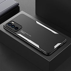 Handyhülle Hülle Luxus Aluminium Metall und Silikon Rahmen Tasche für Oppo K9 Pro 5G Silber