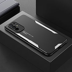 Handyhülle Hülle Luxus Aluminium Metall und Silikon Rahmen Tasche für Oppo Reno5 Z 5G Silber