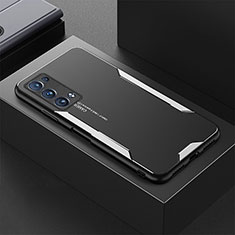 Handyhülle Hülle Luxus Aluminium Metall und Silikon Rahmen Tasche für Oppo Reno6 Pro 5G Silber