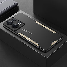 Handyhülle Hülle Luxus Aluminium Metall und Silikon Rahmen Tasche für Oppo Reno9 5G Gold