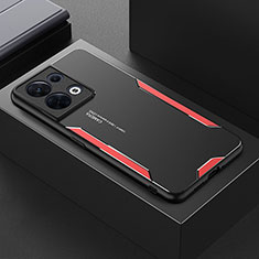 Handyhülle Hülle Luxus Aluminium Metall und Silikon Rahmen Tasche für Oppo Reno9 Pro 5G Rot