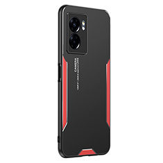 Handyhülle Hülle Luxus Aluminium Metall und Silikon Rahmen Tasche für Realme V23i 5G Rot