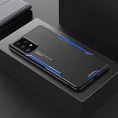 Handyhülle Hülle Luxus Aluminium Metall und Silikon Rahmen Tasche für Samsung Galaxy A52 4G Blau