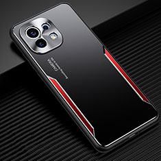 Handyhülle Hülle Luxus Aluminium Metall und Silikon Rahmen Tasche für Xiaomi Mi 11 Lite 5G NE Rot