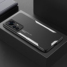 Handyhülle Hülle Luxus Aluminium Metall und Silikon Rahmen Tasche für Xiaomi Mi 12T Pro 5G Silber