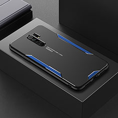 Handyhülle Hülle Luxus Aluminium Metall und Silikon Rahmen Tasche für Xiaomi Poco M2 Blau