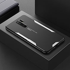 Handyhülle Hülle Luxus Aluminium Metall und Silikon Rahmen Tasche für Xiaomi Poco M2 Silber