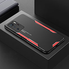 Handyhülle Hülle Luxus Aluminium Metall und Silikon Rahmen Tasche für Xiaomi Poco X3 GT 5G Rot