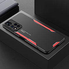 Handyhülle Hülle Luxus Aluminium Metall und Silikon Rahmen Tasche für Xiaomi Poco X4 NFC Rot