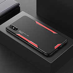 Handyhülle Hülle Luxus Aluminium Metall und Silikon Rahmen Tasche für Xiaomi Redmi 9A Rot