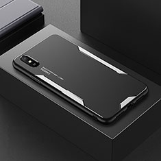 Handyhülle Hülle Luxus Aluminium Metall und Silikon Rahmen Tasche für Xiaomi Redmi 9A Silber