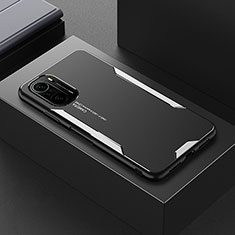 Handyhülle Hülle Luxus Aluminium Metall und Silikon Rahmen Tasche für Xiaomi Redmi K40 5G Silber