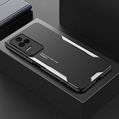 Handyhülle Hülle Luxus Aluminium Metall und Silikon Rahmen Tasche für Xiaomi Redmi K50 5G Silber