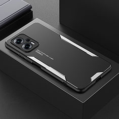 Handyhülle Hülle Luxus Aluminium Metall und Silikon Rahmen Tasche für Xiaomi Redmi K50i 5G Silber