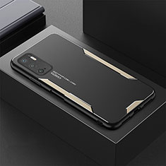 Handyhülle Hülle Luxus Aluminium Metall und Silikon Rahmen Tasche für Xiaomi Redmi Note 10 5G Gold