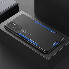 Handyhülle Hülle Luxus Aluminium Metall und Silikon Rahmen Tasche für Xiaomi Redmi Note 10T 5G Blau